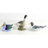 A Royal Copenhagen goose, numbered 1088 and a duck numbered 1933, together with a Herend of