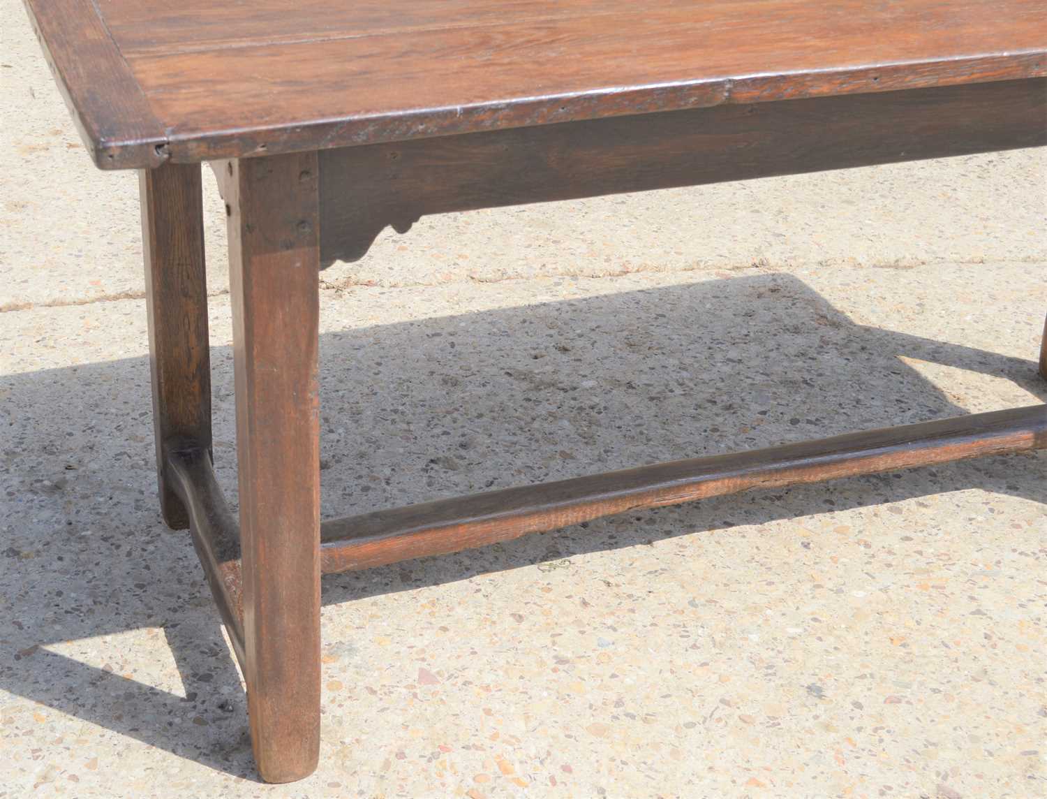 A late 18th century oak refectory table.