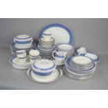 A Cornish Blue part dinner service comprising plates, bowls, cups and other items.