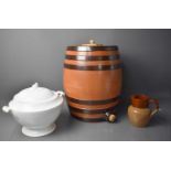 A Royal Doulton whisky barrel together with a Lambeth ware style advertising jug for Cadbury's, a