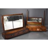 Two 19th century mahogany toilet mirrors with rectangular mirrored back one a/f