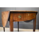 A 19th century mahogany Pembroke table with single drawer on square tapered legs, 77cm high by