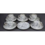 A part set of Royal Worcester porcelain coffee cans, comprising five coffee cans and six saucers,