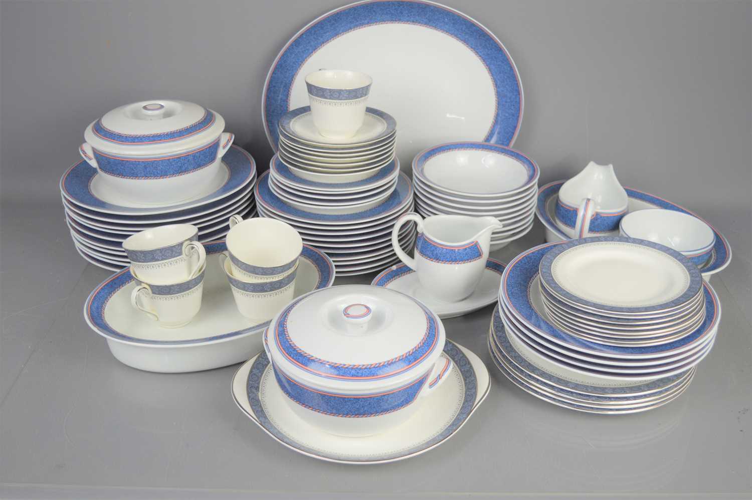 A Royal Doulton Sherbrook and Royal Worcester Henley part tea / dinner service comprising of tureen,