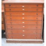 An early 20th century mahogany architect chest of eight graduating drawers, 101cm high by 91cm