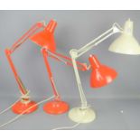 Three vintage mid-century anglepoise lamps manufactured 1001 lamps London.