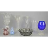 A group of vintage glassware to include a Krosno of Poland vase, Caithness purple vase, Danish glass