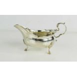 A silver sauce boat by James Crawford, Newcastle 1774, 3.51toz.