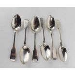 A set of six Georgian silver teaspoons, by Mitchell & Russell of Glasgow 1821, in the fiddle