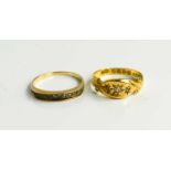 An Edwardian 18ct gold and diamond ring, starburst set with three small diamonds, Chester 1908, size