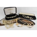 A group of pearl necklaces, including vintage examples. and one Royale by Lotus choker, in the