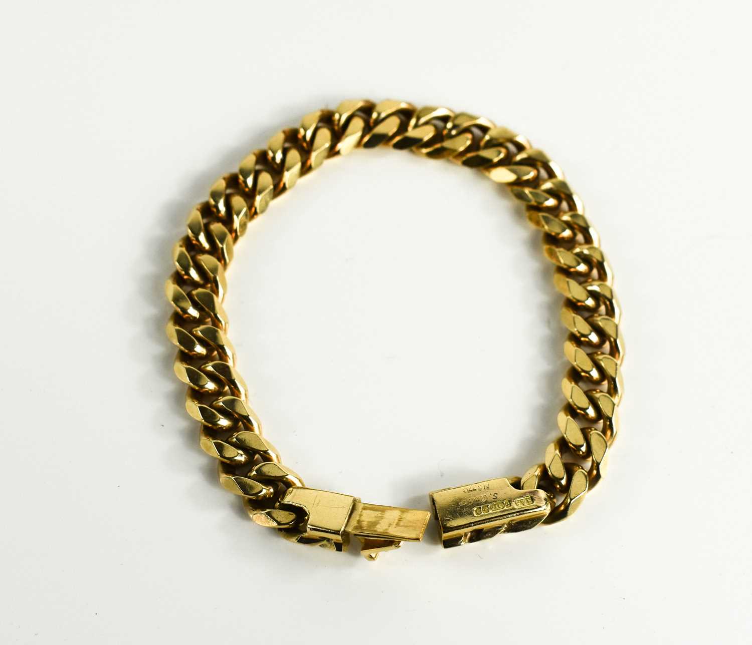 A Cartier 9ct gold curb link bracelet, 18cm long, fully marked to the clasp, makers mark B & S, - Bild 3 aus 4