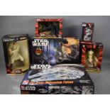 A selection of Star Wars toy memorabilia, to include Star Wars Episode 1 Jar Jar Binks Bank, Darth