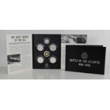 Battle of the Atlantic 1939-1945 mint coin presentation pack, together with book and paperwork.
