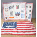 A group of 9/11 commemorative memorabilia to include a "Never Forget" memory board containing