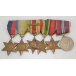 A WWII medal group comprising 1939-1945 star, Atlantic star, Africa star with North Africa 1943-43