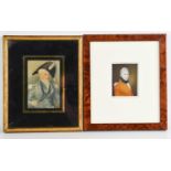 A fine miniature portrait circa 1900, depicting Sir John Taylor of Castle Taylor, 7 by 5cm in a