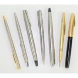 A group of vintage pens to include Parker and a Shaeffer 12k rolled gold example.
