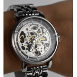 A Fossil stainless steel automatic 'skeleton' watch, numbered 111603, ME 3067