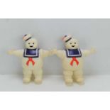Two vintage Ghostbusters "Stay Puft" marshmallow men, Columbia pictures 1984.