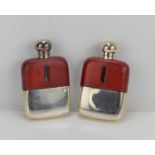 Two leather bound, glass and silver plated hip flask, both stamped Cockburns Ltd, Cardonald,