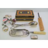 A group of collectable items to include a silver plated Walker and Hall cake slice, a Gunn and Moore