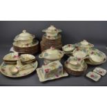 A Masons "Sampler" pattern tea/dinner service comprising plates, comports, meat platters, twelve