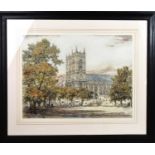 After John Fullwood F.S.A. (1954 - 1931): coloured etching depicting Westminster Abbey 42 by 56cm,