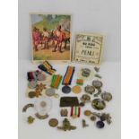 A group of militaria to include WWI medals to 4347 Pte H. Edwards, 7th London Regiment. , WWII