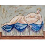 Marinela Marin (British Contemporary, b. 1981):' Nu allongé', large study of a reclining nude upon a