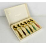 A set of six silver gilt David-Andersen of Norway teaspoons, enamelled in different colours, circa