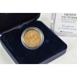 An 1888 Victoria Jubilee head Gold Sovereign, with case and presentation box.