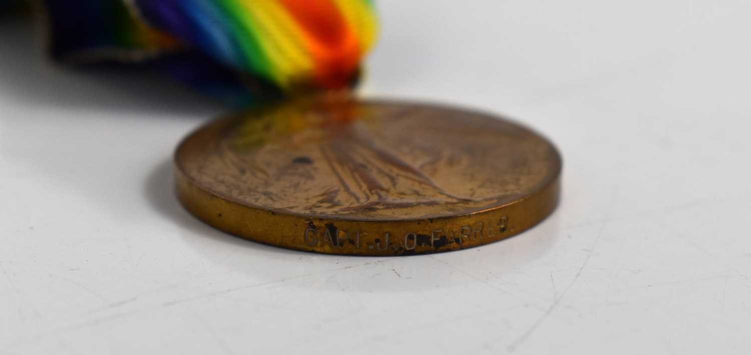 A WWI medal group awarded to Captain J.O Farrer, Kings Shropshire Light Infantry, the miniature - Bild 5 aus 6