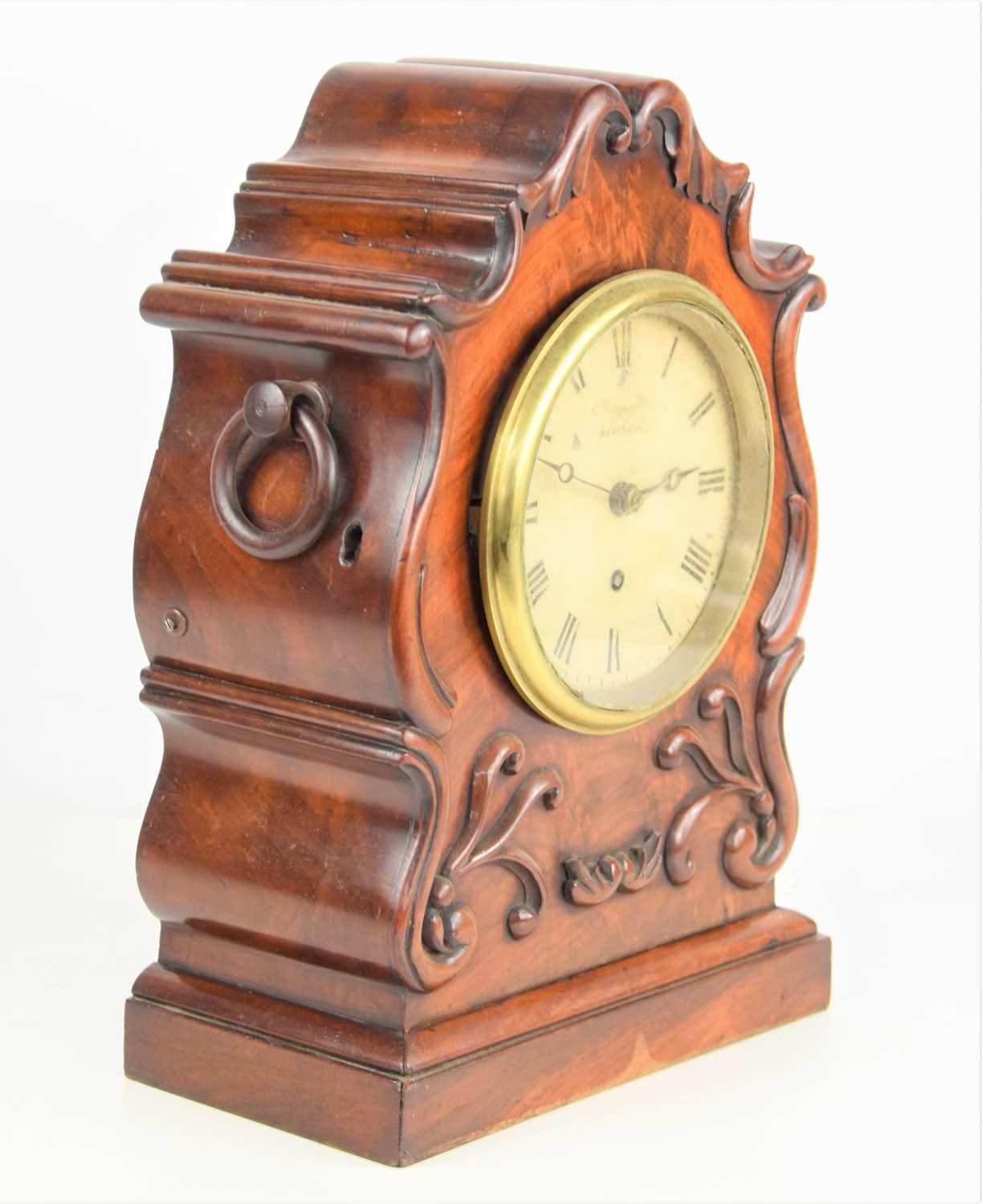 A mid 19th century J. Vassalli of Scarbro bracket clock in a carved mahogany case, single fusee - Image 2 of 3