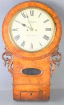 A 19th century walnut cased drop dial clock, the dial signed R. Jones, Southport, with twin fusee