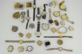 A group of vintage watches to include a silver cased pocket watch, Zetron, Cyma, Rotary and many