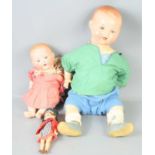 Two Armand Marseille dolls both with jointed composition bodies, open mouth with glass closing eyes,