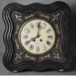A 19th century French wall clock by J Grauss a Essoes having an alabaster painted dial with