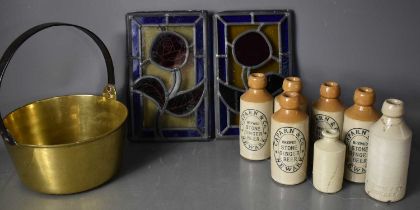A group of stoneware bottles for ginger beer by Caparn and Co of Newark together with a Victorian