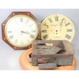 A 19th century mahogany and brass inlaid wall clock fitted with a modern quartz movement, together