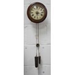 A Victorian thirty hour mahogany cased wall clock with painted dial, signed S.Baurle, Rochester,