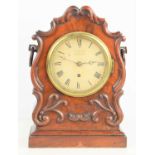 A mid 19th century J. Vassalli of Scarbro bracket clock in a carved mahogany case, single fusee