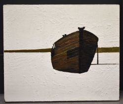 An oil on canvas, rowing boat, unsigned.