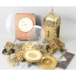 A group of clock parts and clocks to include a Bulle electric clock, a reproduction lantern clock,
