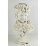Antonio Argenti (1845-1916): a Carrera marble bust of a young lady in a mantiglia, signed verso