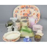 A group of Victorian and later ceramics to include an Imari style meat platter, 1930s plates,