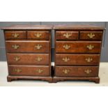 A pair of 18th century style oak chests / bedside cabinets, of small proportions, with two short