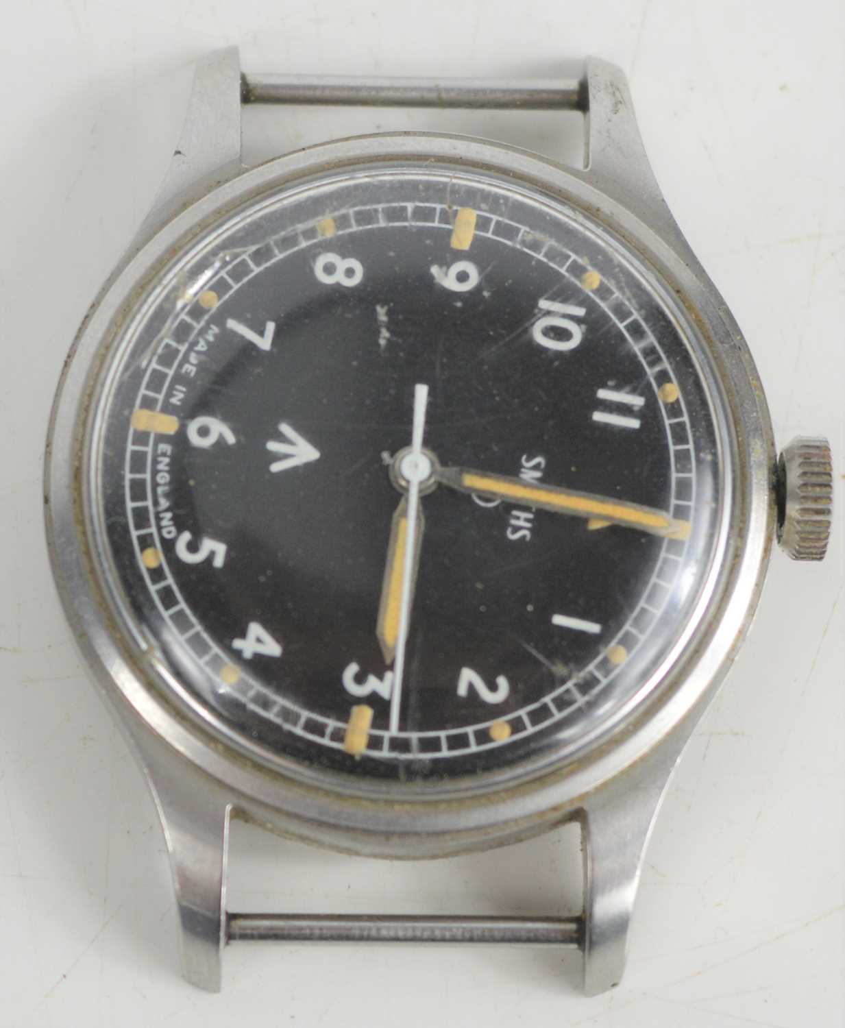 A Smiths W10 gentleman's military wristwatch with luminous steel hands, luminous hour markers, white