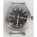 A Smiths W10 gentleman's military wristwatch with luminous steel hands, luminous hour markers, white