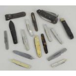 A group of vintage penknives to include a military issued electricians knife, Jack knives, mother of